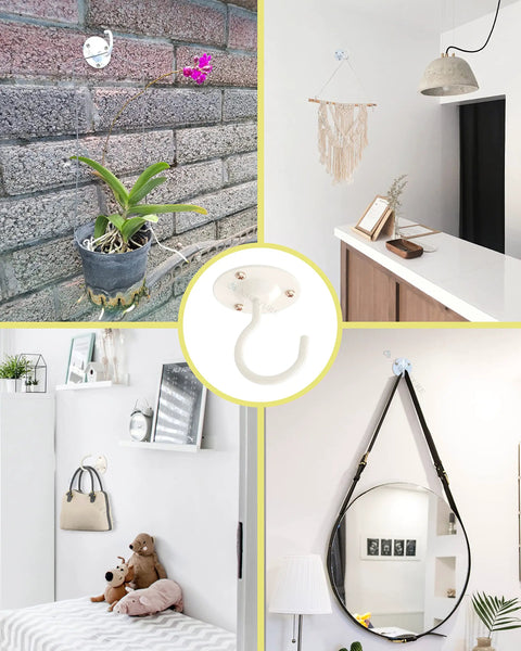 Dead Nuts Heavy Duty Plant Ceiling Hooks In Crisp White That Straight Up Grips Securely For Up To Fifty Pounds Perfect For Showcasing Potted Vines Indoors Or On Decks With Rust Resistant Steel Hangers And Zero Fuss Setup Three Pack Sets