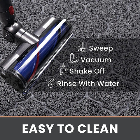 Vacuuming Non Slip Indoor Outdoor Door Mat 24x36 Inch, Low Profile Durable Front Door Welcome Mat, Grey, Easy to Clean