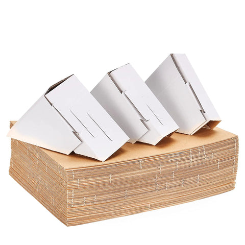 Stack of reusable thick corrugated Adjustable Cardboard Corner Protectors For Shipping And Packing Edges Fits One Inch One And A Half Inch And Two Point One Inch Frames 40 Pack