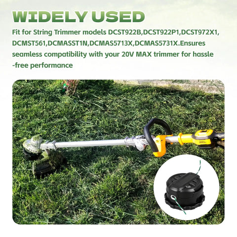 String Trimmer Head With Quickfeed Bump-Feed Replacement For Dewalt 20V-60V Trimmers Fits DCST972 DCST922 DCST925 in use on grass