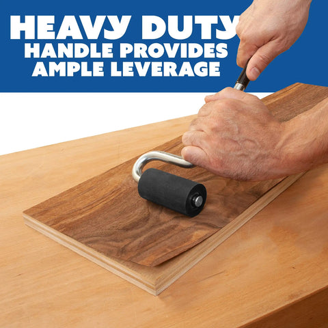 User applying Heavy Duty Pro Grade J Roller With Thick Rubber Roller One And One Half Inch Diameter And Two And Seven Eighths Inch Wide