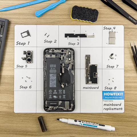 Magnetic Project Mat And Screw Organizer Pad For Electronics Repair Pro Grade Small Parts Holder Work Surface demonstration.