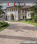 Tough As Nails Silane Siloxane Concrete Sealer 5 Gallon shown on a brick paver driveway in a landscaped home entrance.