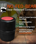 Bear Resistant Food Storage Canister For Hiking Camping And Backpacking, 2 Gallon Capacity With Carrying Case, trail setting with tent and bear