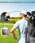 Golfer with 4 Piece Golf Head Cover Set For Drivers Fairway Woods And Hybrids With Interchangeable Tags Waterproof Black Protection