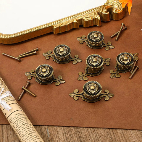 12 Pack Brass Cabinet Knobs With Backplates Antique Vintage Retro Style For Cabinets Drawers Doors Kitchen Cupboard Zinc Alloy Base