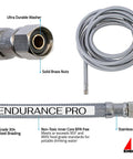 Fifteen Foot Universal Ice Maker Water Supply Hose with 1/4 Inch Compression Fittings, flexible braided stainless steel line detail