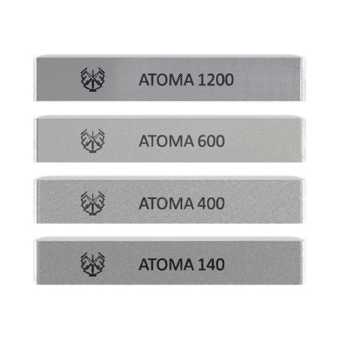 Four Atoma diamond stone plates in 1200, 600, 400, and 140 grit for sharpening knives, including Diamond Sharpening Stone Plate 600 Grit for Edge Pro Hapstone TSProf Sharpener.