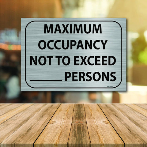 Two Pack Maximum Occupancy Signs Dope Stainless Look Self Adhesive Vinyl Decals For Restaurants And Businesses Indoor Outdoor 7 By 10 Inch With Easy Black Marker Customization on display