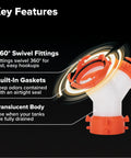RhinoFLEX RV Sewer Wye Fitting For Dual Hoses To One Dump Station With 360 Degree Swivel Ends And Built In Gaskets