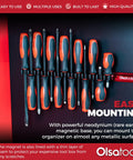Magnetic Screwdriver Organizer With Ultra Strong Neodymium Magnets And Foam Backing Doubles As Toolbox Space Saver Holds Up To 16 Screwdrivers Red Tool Holder For Steel Surfaces Heavy Duty Rack with screwdrivers mounted