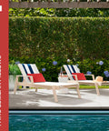 Indoor Outdoor Lumbar Pillows Set Of 2 For Patio Furniture All Season Waterproof Cushions 12 By 20 Inches Red Polyester Stain Resistant And Colorfast Perfect For Indoor Or Outdoor Use placed on patio loungers by poolside