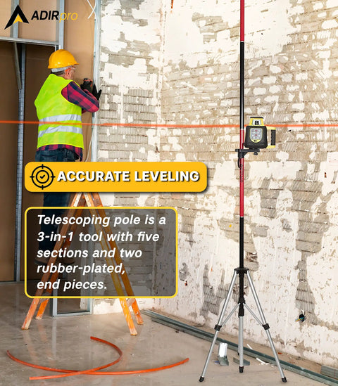 Pro Grade Laser Level Pole Kit With Tripod And Mount For Rotary And Line Lasers Telescoping Pole used on site