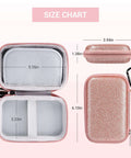 Heavy Duty Fly Pink Glitter MP3 And MP4 Player Case Grab And Go Travel Bag For Ipod Touch, size chart with dimensions.