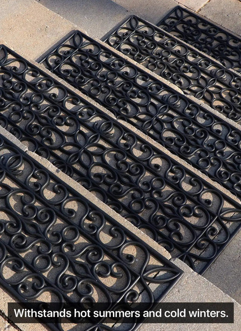 Non Slip Rubber Stair Treads For Indoor Outdoor Stairs 35x10 Inches 5 Pack Heavy Duty Anti Skid Mat on exterior steps