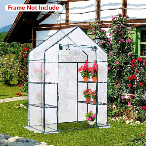 Walk In Greenhouse Replacement Cover With Roll-Up Zipper Door 28x56x76 Inch PVC Weatherproof See-Through Climate Shield For Plants Garden Frost Protection Wind Rain Proof No Frame Included