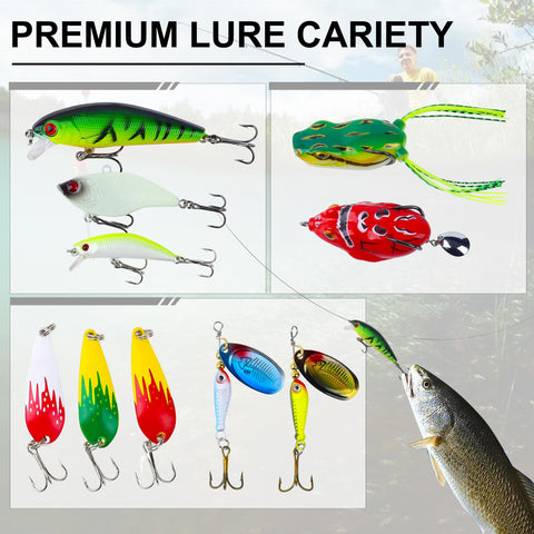 All In One 220 Piece Fishing Lures Kit Box With Soft Plastics Hooks Swimbaits Crankbaits Jigs And Accessories For Bass Crappie And Panfish Travel Ready Tackle Gear Set Great Gift For Men variety of premium hard lures and crankbaits