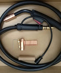 Heavy Duty 15 Foot 180 Amp Mig Welding Gun With Five Pin Connector Fits Titanium Unlimited 200 And Mig 140 170, includes nozzle and tips.