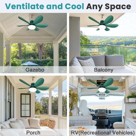 Cool Solar Powered Outdoor Ceiling Fan Light With Battery And Adjustable Thermostat, 20 Inch, in gazebo, balcony, porch, RV