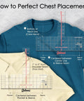 Left Chest Logo Placement Tool For T Shirts, Vinyl Alignment Ruler For HTV And Embroidery shown on t-shirts