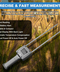 Portable Hay Moisture Meter With Backlit Digital Display ATC Compatible Instant Moisture Reading For Hay Bales