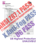 Certification document showing ANSI Z87.1 pass for Super Flexible Lightweight Anti Fog Wrap Around Safety Glasses With Scratch Resistant Lenses ANSI Z87.1 No Sweat Soft Touch Comfort For Lab Work DIY Projects And Everyday Use Fits Adults And Youth