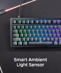 Next Level Custom Ride Hot Swap 75 Percent Mechanical Gaming Keyboard For PC With Gasket Mounted Feel Ambient Light Sensor from above.