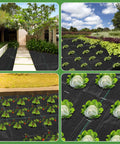 Weed Barrier Landscape Fabric Heavy Duty 3.2oz Ground Cover Mat for garden beds and driveways with 10 U shaped pegs