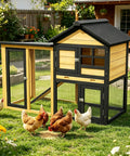 Wooden Chicken Coop With Run Outdoor Hen House Poultry Hutch Removable Tray And Ramp Wire Fence Weatherproof Roof For Backyard Two To Three Chickens Predator Resistant Design Durable Construction