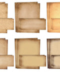 Old School Vintage Aged Parchment Paper Stationery Set With Double Sided Sheets And Matching Envelopes 100 Piece Pack Six Designs