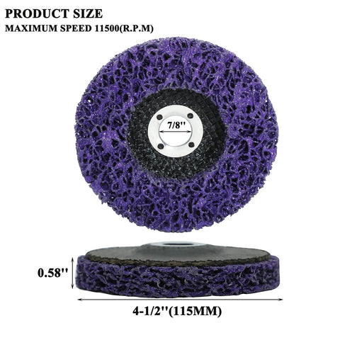 Heavy Duty Rust Buster Wheel Set For Paint And Oxidation Removal, Poly Strip Disc Abrasive close-up, 4-1/2 Inch Dia, 7/8 Inch Arbor