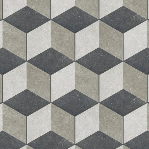 Gray Hex Porcelain Tile 8.63 Inch By 9.88 Inch Glazed Slightly Textured Low Sheen For Floor And Wall Grade 1 First Quality PEI IV