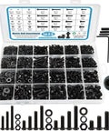 1625 Piece Metric Screws Bolts And Nuts Assortment Kit With Lock And Flat Washers M2 M3 M4 M5 Hex Socket Head Screws