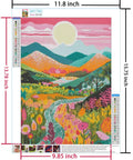 Diamond Painting Kit For Adults Beginners Mountain Flower DIY Diamond Art Set With Tools Full Round Drill Diamonds 16x12 Inch Canvas