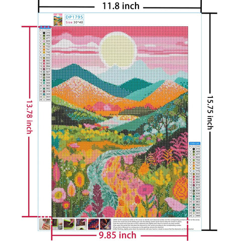 Diamond Painting Kit For Adults Beginners Mountain Flower DIY Diamond Art Set With Tools Full Round Drill Diamonds 16x12 Inch Canvas