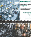 Industrial setting with 08B Roller Chain 20 Feet 428 Carbon Steel with 5 Connecting Links Half Inch Pitch for heavy-duty machinery use.