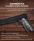 WWII M1911.45 ACP Wooden Grips Indian Rosewood Dalbergia Sissoo, Republic Of Texas Design, Military Style Grip Panels on Pistol