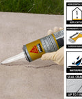 Applying Heavy Duty Gray Polyurethane Self Leveling Crack Sealant to a concrete crack for waterproof sealing.