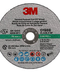 Front view of General Purpose Cut Off Wheel 3 In 1/16 In By 3/8 In resin bonded for fast cut on auto body sheet metal