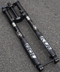 Beefy Downhill Mountain Bike Front Fork With Air Suspension Inverted Thru Axle Boost 15x110mm on pavement