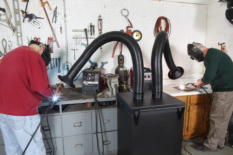 Portable Heavy Duty Dual Arm Fume Extractor for Direct Source Capture of Smoke, Dust, Fumes in industrial setting