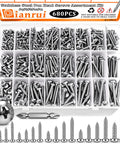 Heavy Duty 304 Stainless Steel Screw Assortment Kit Featuring Phillips Pan Head Fasteners For Wood And Sheet Metal Jobs In Badass Marine Grade Quality Packed With 680 Pieces displayed in divided tray.