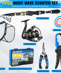 All In One Fishing Kit With Rod And Reel, Net, Tackle Box, Lures And Pliers, Complete Gear For Men, great gift, ideal for beginners