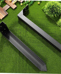 Heavy Duty Fence Post Repair Anchors With Ground Spike For Quick Installation And Enhanced Stability Of Tilted Wood And Metal Fences In Gardens And Backyards Compatible With Most Fence Post Materials, black metal anchors on grass background