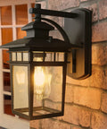 Modern Black Exterior Porch Light Wall Mount Lantern for Home Front Porch Patio Waterproof Outdoor Aluminum Clear Glass 1 Pack Anti Rust Weatherproof Exterior Lighting Fixture Built To Last mounted on brick wall