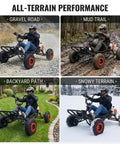 Family Yard Kart 63cc Gas Off Road Go Kart for Adults and Kids on various terrains: gravel, mud, backyard, snow