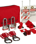 Lockout Sampler Pouch Kit For Electrical Safety With 2 Steel Padlocks Red Portable Lockout Tagout Kit 11 Components Padlock Safety Gear