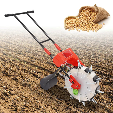 Manual Garden Seeder With 10 Nozzles Hand Push Planter Roller For Precision Sowing Peanut Corn Bean Seeds on tilled soil