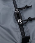 Close-up of zipper on Large Zippered Tent Bag For Camping Gear With Easy Carry Strap, Durable Gray Storage Sack For Tents And Accessories