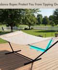 Outdoor Hammock With 12 Foot Heavy Duty Steel Stand For Two People Stand Included 450 Lbs Weight Capacity Cream Color Built To Last